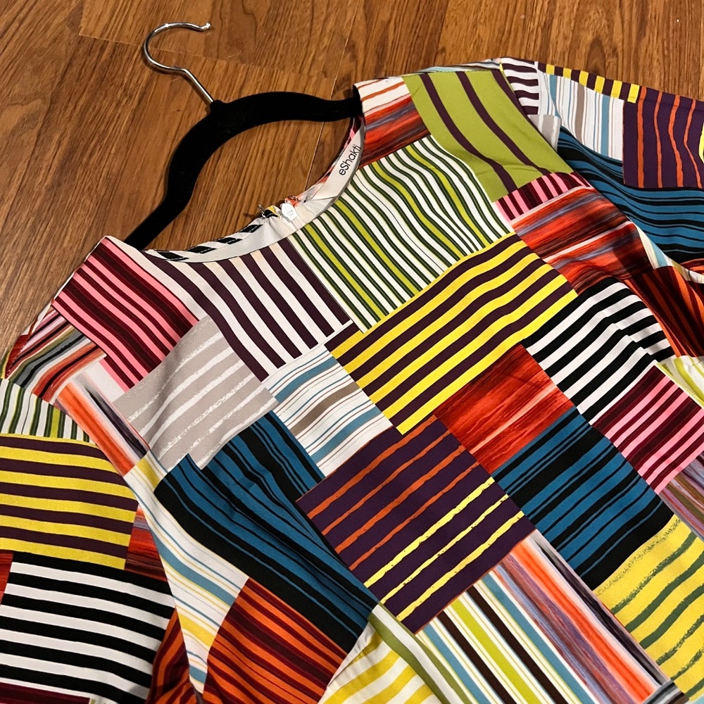 18W, custom-made by eShakti, madras pattern fit-and-flare maxi - Picture 3 of 4